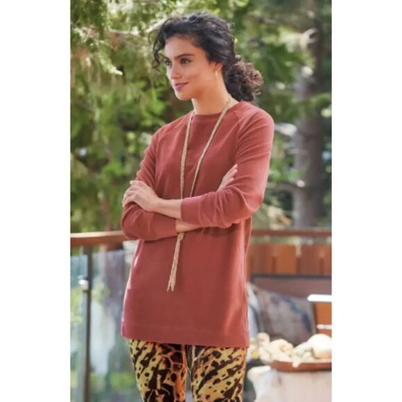 NWT Soft Surroundings Brown Red "Caroline" Ribbed Knit Tunic Pullover Top sz XL - Picture 1 of 9